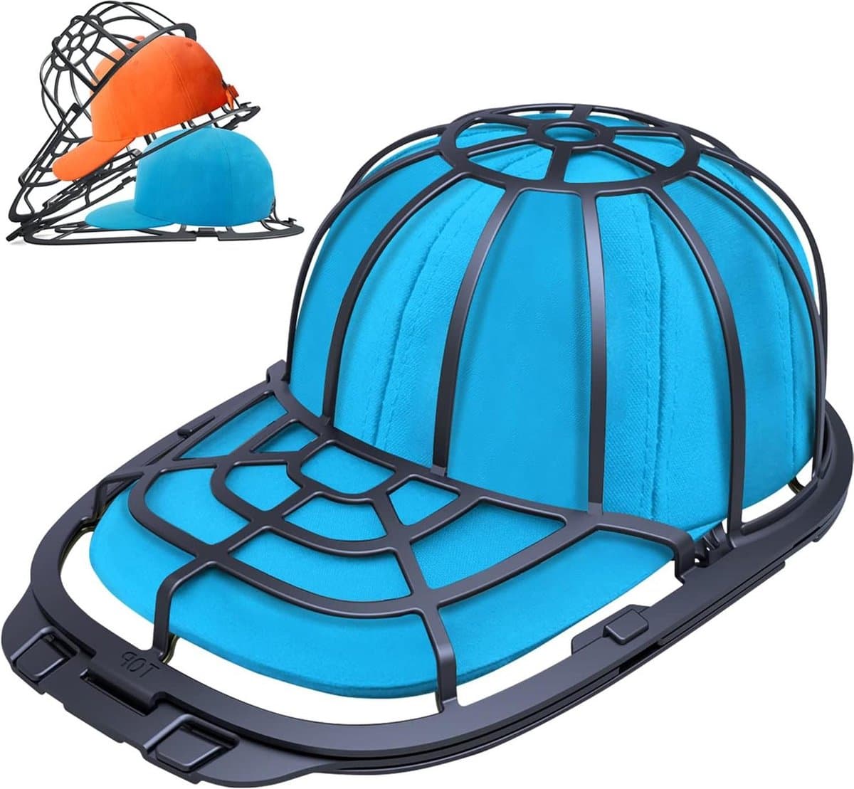 Cap Washer 2 maten - basecap rekken geschikt voor volwassenen en kinderen - baseball caps reiniger - cap wassen wasmachines vormset zwart Wasmachine rek — afbeelding 1
