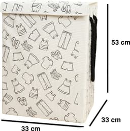 Lexorion Opbergmand - Opbergmand - Speelgoedmand Kinderen - Opbergmand met deksel - Opbergmanden - Opbergmand kinderkamer - Opbergmand speelgoed - Wasmand Opvouwbaar - Stijlvolle Kledingmand - 57L Wasmand - Wit — thumbnail 4