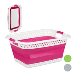 opvouwbare wasmand - met handgreep - kunststof en siliconen - 37 liter - grijs — thumbnail 4