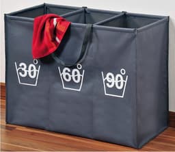 Wassorteerder - 150 L - Sorteer wasmand op Temperatuur - 30° 60° 90° - Wasbasket - Wasmand met 3 Vakken - 74 x 36 x 59.5Cm - Grijs — thumbnail 1