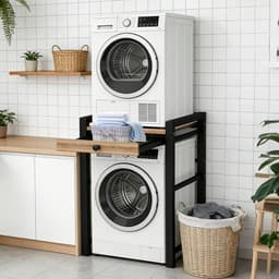 Wasmachine Verhoger - Stelling Kast - Ruimte Besparen - 3 Hoogte-instellingen - 75 x 67 x 105 cm - Zwart — thumbnail 1