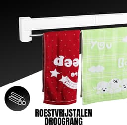 Quvo® Wanddroogrek Inklapbaar - Wanddroogrek - Wit- ‎‎37cm x 70cm x 11 cm; 1.2 kg — thumbnail 2
