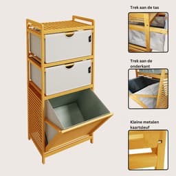 CLVP® Wassorteerder 3 Vaken - Wasmand - Wassorteerder - Lichtgrijs en lichtbruin — thumbnail 5