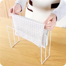 Opbergrek voor Vaatdoeken en Handdoeken - Staand Droogrek voor Keuken - Ruimtebesparend Hanger voor Thuis en badkamer - Wit — thumbnail 4
