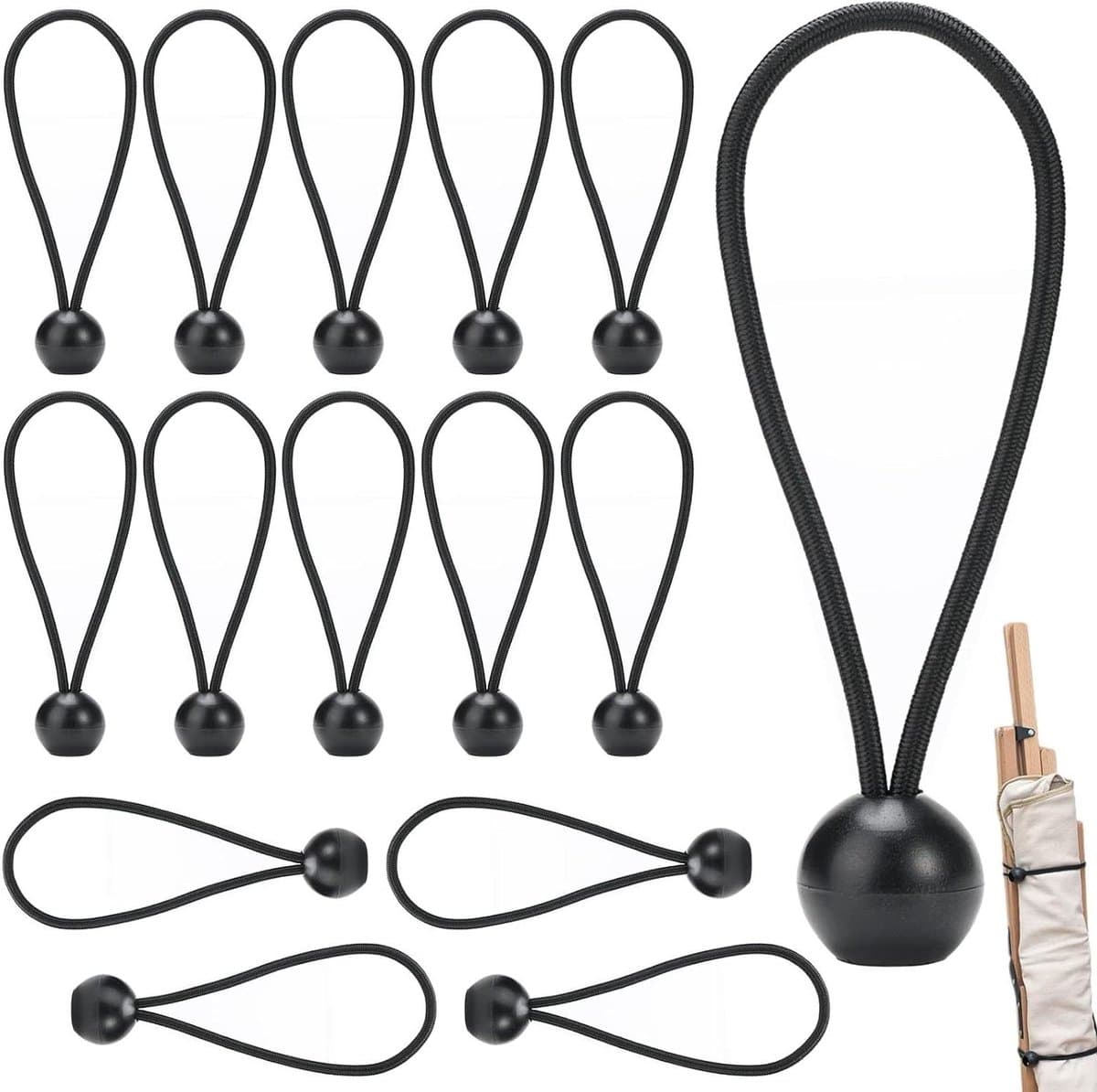 Zeilspanners 15 stuks | Expanderlussen 4mm | Tentspanners met haken — afbeelding 1
