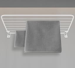 Muurdroger 120x50cm premium dynamic design wit pvc-vrije kunststof - roestvrij staal - opvouwbare muurophanging - 20kg draagvermogen - wit — thumbnail 1