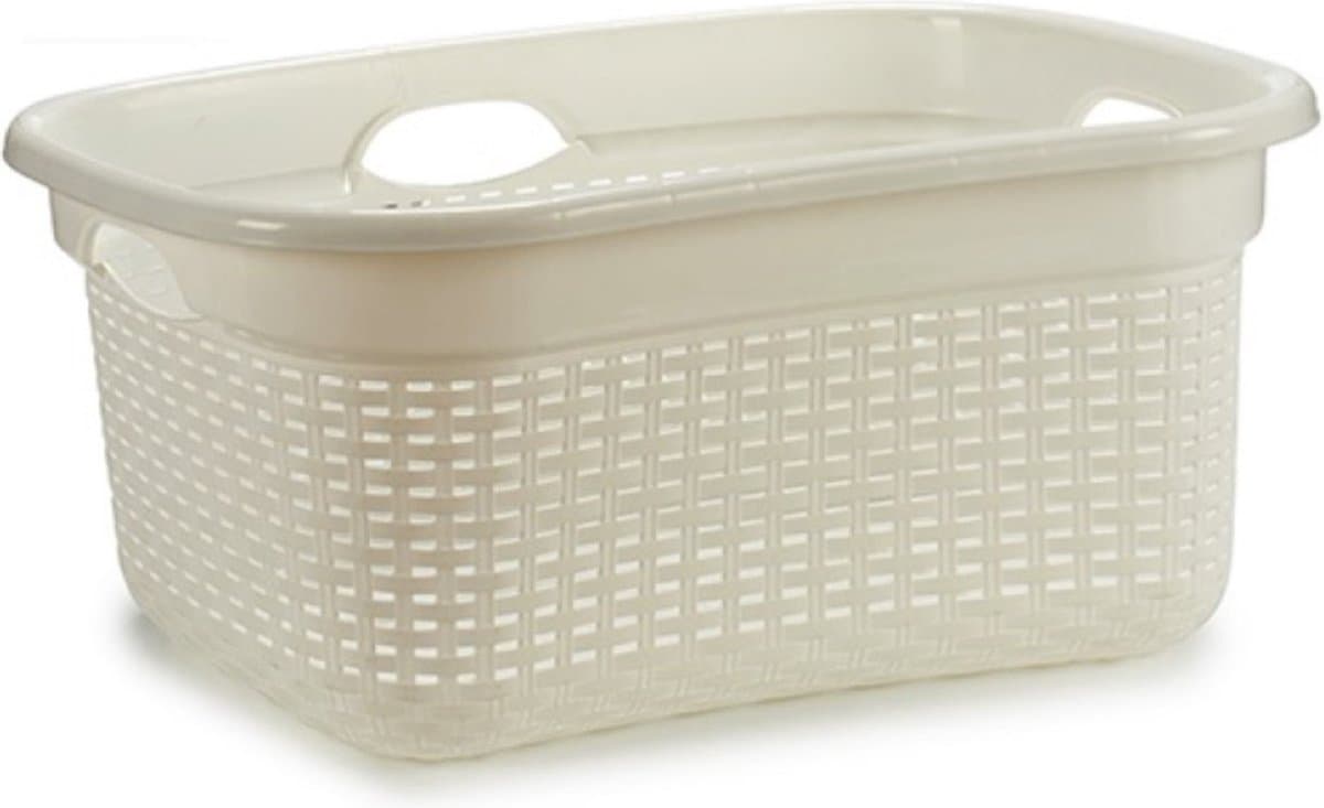 Wasmand - wit - kunststof - 42 x 63 x 26 cm - 25 liter - draagbare wasmand — afbeelding 1