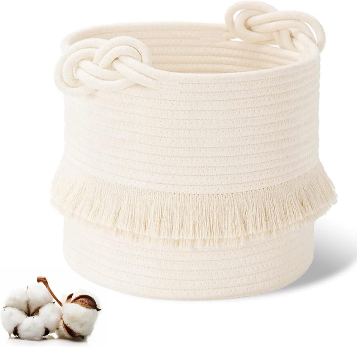 Wasmand - opbergmand voor kinderkamer - speelgoedmand - geschenkmand - opslag voor statiegeldflessen - organizer - 40 x 33 cm - beige — afbeelding 1