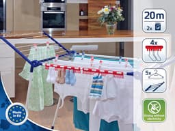 Leifheit wasrek Pegasus 200 Solid - drooglengte 20m - wasgoed droogrek - vleugelwasdroger - 4 houders - 5 hangers - Amazon Exclusive — thumbnail 3