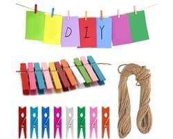 Pack van 200 Houten Klemmen - Kleine Kleurrijke Mini Kleding Klemmen - Houten Klemmen voor Foto's en Foto Wand