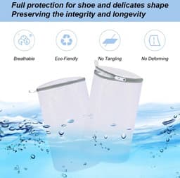 Waszak - Wasnet Voor Schoenen - 2 Stuks - 35 x 21 Cm - Met Rits En Hangende Ring - Schoenen Waszak - Schoen Wassen - Speciale Zorg Waszak Huishouden - Netje Anti-Vervorming - Schoenen Was Tas - Wasmachine - Bh/Lingerie/Sokken/Schoenen — thumbnail 3