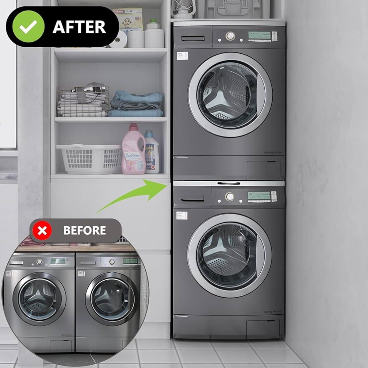 Verbindingsframe Droger Wasmachine - Universeel - Wit - Metaal — afbeelding 1