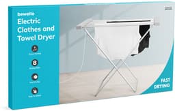 Bewello Elektrisch Droogrek op Netstroom 230v - 100W Verwarmd Wasrek - Inklapbaar - Handdoekdroger - Grijs — thumbnail 2