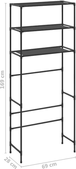 Zwart Opbergrek voor Boven de Wasmachine - 3 Laags - 69x28x169 cm — thumbnail 5