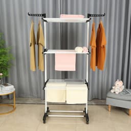 MaatShopXL | Herzberg Home & Living Herzberg Hg-8034Bw: Verhuisbaar Wasrek - Zwart Kunststof Met Witte Buizen — thumbnail 2