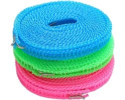 Tadipri Clothesline, Pack of 3 3M Non-Slip Clothesline, Camping Accessories, Outdoor Clothesline for Garden, Travel, Holiday, Camper or Caravan, Green/
