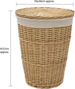 RFWR® Handgeweven ronde wasmand van acacia met deksel in honingkleur — thumbnail 4