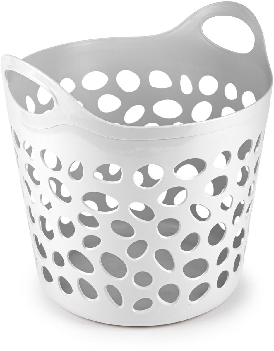 Plasticforte Flexibele wasmand/opbergmand - rond - wit - 35 liter - D40 x H39 cm — afbeelding 1