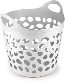 Plasticforte Flexibele wasmand/opbergmand - rond - wit - 35 liter - D40 x H39 cm — thumbnail 1