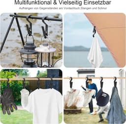 Multifunctionele Camping Klemhaken - 4 Stuks Zwart voor Wasgoed en Lichten — thumbnail 2