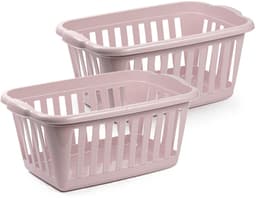 Plasticforte Wasmand - 2x - roze - kunststof - 40 liter - 60 x 40 x 26 cm - manden voor wasgoed - huishouden- opbergmand — thumbnail 1