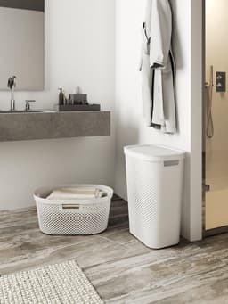 Curver Infinity Recycled Wasmand met deksel - 60L - 2 stuks - Wit — thumbnail 3
