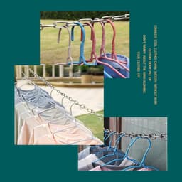 1 stuk - Waslijn - Waslijn van roestvrij staal 304 - Hangmatketting - Schommelketting voor op de veranda - Robuuste waslijn voor buiten - Waslijn van 2 meter - Geschikt voor accessoires voor hangstoelen en het drogen van kleding (zilver) — thumbnail 2