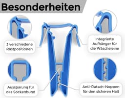 Set van 12 kleurrijke wasmand clips om sokken bij elkaar te houden — thumbnail 3