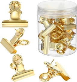 20 stuks gouden bulldogclips met spelden voor prikbord en fotobord — thumbnail 1