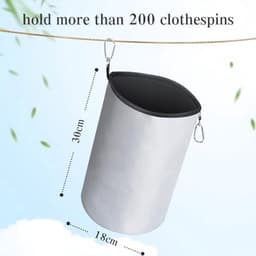 Kledingknijperzak met Sluitkoord - Opslag voor tot 200 Knijpers, Pennenzak voor Knijpers, Binnen- en Buitenopslag (Grijs, 2 Stuks) — thumbnail 4