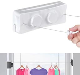 Uittrekbare Balkon Waslijn - Wandmontage, Intrekbare en Eenvoudig Te Monteren - 5,1 m RVS Waslijn — thumbnail 1