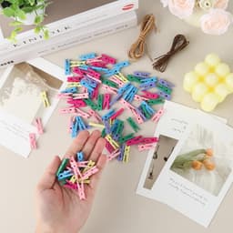 Houten Wasknijpers - Mini Knijpers - Foto Ophangen - Kleurrijk Decoratief - 100 Stuks - Multicolor — thumbnail 2