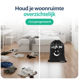 Wonair - Waszak - Waszakken - Waszak groot - Waszakken voor wasgoed - Opbergtas - 60x90cm - 2 Stuks - Zwart - Laundry bag met trekkoord — thumbnail 2