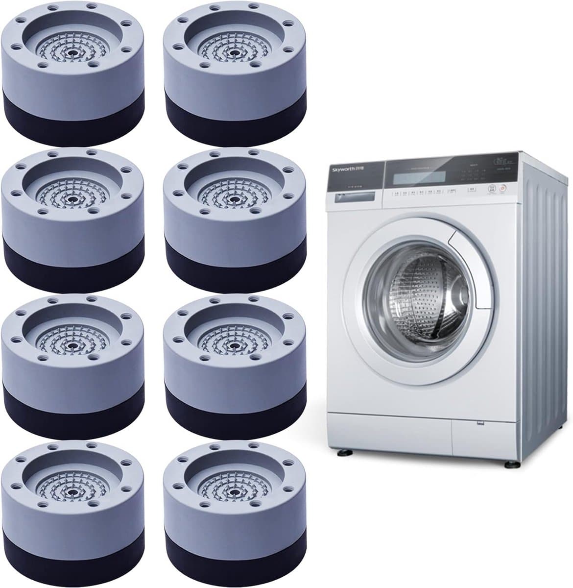8 Stuks Anti-Vibratie Wasmachine Voeten - Trillingsdempers en Antislip Onderzetters — afbeelding 1