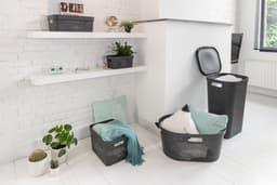 Curver Infinity Recycled Wasmand met deksel - 60L - 2 stuks - Antraciet — thumbnail 4