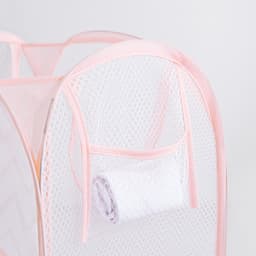 2 Stukken Vuile Kledingmand - Mesh Pop Up Wasmanden - Opvouwbare wasmand - 30x50cm - Speelgoedmand Kinderen - Wasbox Opvouwbaar - Laundry basket - Wasmanden - Opbergmand voor Badkamer - Waszak (roze, grijs) — thumbnail 5