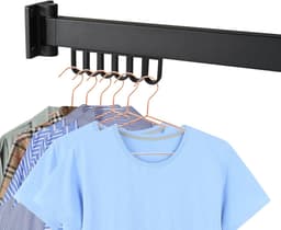 Intrekbaar Kleding Droogrek Wandmontage - Zwart - Geschikt voor Binnen — thumbnail 5