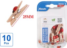 Decopatent - 10 Stuks Mini Fotoknijpertjes - Met Liefheerstbeestje decoratie - 25mm Lang - Kaartknijpertjes - Kleine mini wasknijpers - Hout - Kaarten Kerstkaart knijpers - Houten clips voor fotos — thumbnail 1