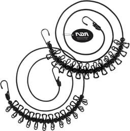 Portable Clothesline with 12 Clothespins Windproof Travel Clothesline Stretchy Elastic Inside Drying Line (Black 2PCS) — thumbnail 1