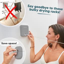 - Retractable Clothesline for Indoor and Outdoor | Heavy Duty Drying Line | Wall Mounted Drying Rack | Features Secure Lock System — thumbnail 3