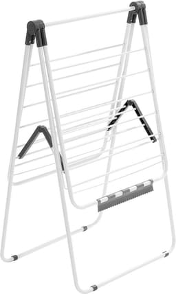 Opvouwbaar droogrek (2 niveaus) met sokkenhouders en 21 droogstangen, in hoogte verstelbare metalen standaard, vrijstaand en ruimtebesparend kledingrek voor wasruimtes en balkons — thumbnail 5