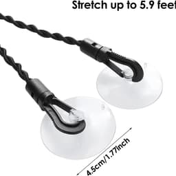 2x Uitschuifbare waslijn - Met haken en zuignap - Waslijn - Rooglijn - Drooglijnen - Drooglijn - Wasdraad - Elastische waslijn - Reis waslijn - Onzichtbare waslijn - Droogrek - 1.5 m - Uitrekbaar tot 2,5 m - Voor buiten kamperen, wasdrogen - Zwart — thumbnail 2
