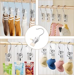 20 stuks - Metalen clips, handdoekklemmen, multifunctionele antislip kledingklemmen voor kleding, sokken, broeken, schoenen (gebroken wit) — thumbnail 5