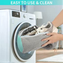 Schoenenwaszak - Wasmachine schoenenwaszak - Grijze schoenenwaszak - Vervormingsbestendige schoenenzak - Herbruikbare schoenenwaszak - Ritssluiting en ophanglus - Past op de meeste schoenen — thumbnail 3