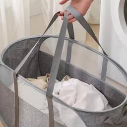 2 stuks Opvouwbare wasmand, opvouwbare wasmand, waszak, wasmand voor vuile was met handvat voor badkamer, slaapkamer, wasruimte, kinderkamer, reizen, grijs 58 x 36 x 36 cm — thumbnail 4