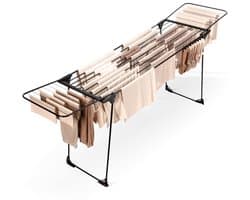 Droogrek Staand Metaal Zwart Intrekbaar XXL 204-260x56x103 cm - Droogtoren - Wasrek - Washanger — afbeelding 1