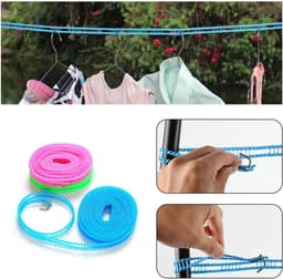 Tadipri Clothesline, Pack of 3 3M Non-Slip Clothesline, Camping Accessories, Outdoor Clothesline for Garden, Travel, Holiday, Camper or Caravan, Green/ — thumbnail 4