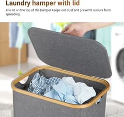 Wassorteerder ,160L,met 3 uitneembare zakken ,wasmand,Grijs — thumbnail 2