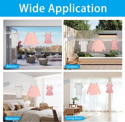 Drooglijnen - Wand waslijn uittrekbaar - 5 lijnen - Droogrek Hangend - Wasrek Hangend - Geschikt voor kamperen, camper, camping - Uittrekbare - Rol droog lijn - Rekken - Geschikt Voor buiten en binnen - Uitschuifbaar - wit — thumbnail 3
