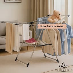 Wasrek Inklapbaar – Extra Droogrek voor Kleine Was – Opvouwbaar RVS Wasrek – Stevig en Ruimtebesparend – 18m Drooglengte – Binnen & Buiten – Duurzaam — thumbnail 2